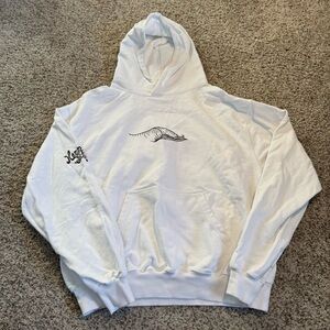 Hermosa Surf Heavyweight White Graphic Hoodie - Adult M